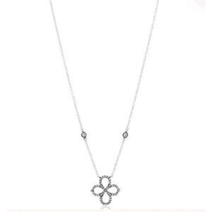 Freida Rothman Open Clover Necklace Platinum Sterling Pave New FR Signature
